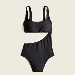 NWT J. Crew One Piece Cut-out Swimsuit Swim Suit Black Size 16
